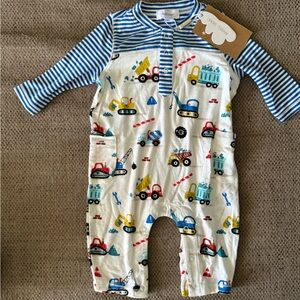 Angel Dear Blue and Cream Construction Bodysuit